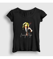 Presmono Kadın Siyah Led Zeppelin Jimmy Page T-Shirt 371642tt