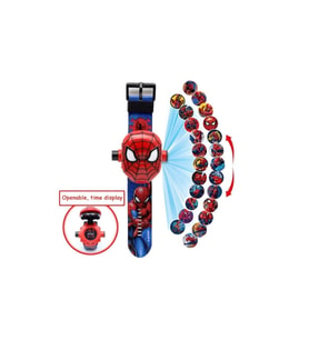 Spiderman Örümcek Adam Projeksiyonlu Saat 24 Farklı Karakteri Duvara Yansıtır