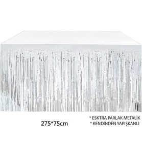 Gümüş Metalize Masa Eteği 275x75 cm – Kendinden Yapışkanlı