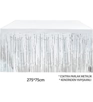 Gümüş Metalize Masa Eteği 275x75 cm – Kendinden Yapışkanlı