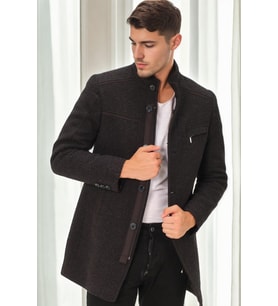 PLT8369 DEWBERRY PALTO-DESENLİ SİYAH-2