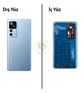 Xiaomi Mi 12T PRO Lensli Mavi Arka Pil Kapağı Batarya Kapağı Lazer Kesim Back Cover