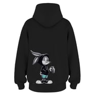 Oversize 'Banny' Baskılı Kapşonlu Hoodie Sweatshirt (Siyah)