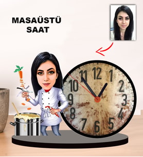 Karikatür AŞÇI Kadın Masaüstü Saat  M2