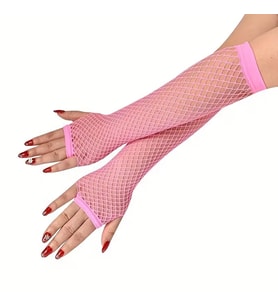 80’ler 90’lar Retro Neon Pembe File Parmaksız Eldiven 26 cm
