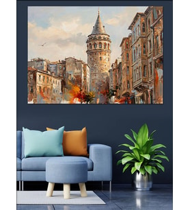 Galata Kulesi Ve Tarihi İstanbul Dekoratif Kanvas - Mdf Ahşap Tablo