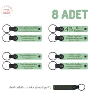 Açık Yeşil, Miniklere Özel İsim Yazılı Karne Hediyesi Anahtarlık 8’li Set, Öğretmenden Armağan