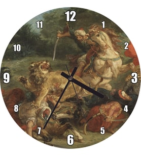 Cakatablo Aslan Avı  Eugène Delacroix Sanat Görseli Duvar Saati