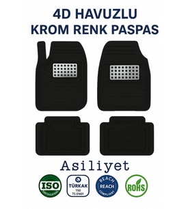 Volkswagen Beetle Hasırlı 4D Havuzlu Krom Oto Paspas