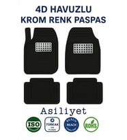 Volkswagen Beetle Hasırlı 4D Havuzlu Krom Oto Paspas