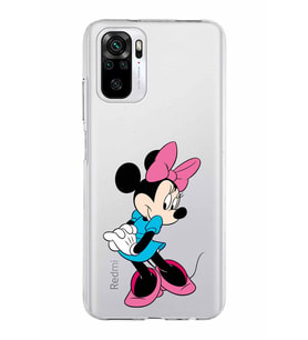 Xiaomi Redmi Note 10 Uyumlu Kapak Minnie Mouse Tasarımlı Şeffaf Silikon Kılıf