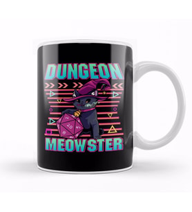 Dungeon Meowster Cute & Funny Gaming Kupa Bardak Porselen
