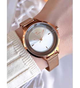 Ferro Hasır Kordonlu Rose Gold Kararmaz Renk Atmaz 3 Atm  Özel Tasarım Kadın Kol Saati BMN8C1112FF
