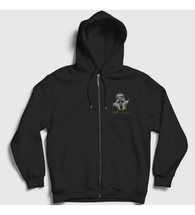 Presmono Unisex Siyah Laugh Post Malone Fermuarlı Kapüşonlu Sweatshirt 304380tt