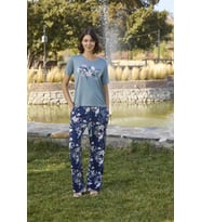 Amora Secret Çiçek Ve Yaprak Desenli Ve Baskılı Pijama Takımı
