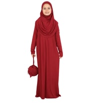 Kız Çocuk Namaz Elbisesi – Yumuşak Viskon Giyim Abaya & Hijab + Çanta Seti