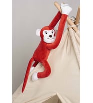 Boumini Toys Boyuna Sarılan Pelüş Maymun Kırmızı Elleri Çıtçıtlı 55 cm