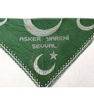 Yeşil Ayyıldızlı Pullu Yaren Sadıç Damat Örtüsü şal