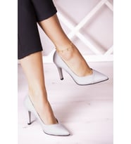 Erkan Saçmacı Victoria Gümüş Saten Jatqılı Abiye Stiletto 9 cm.