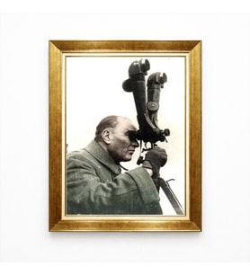 Tablore Atatürk Kocatepe Dürbünlü Kanvas Tablo - Altın Varaklı Çerçeve