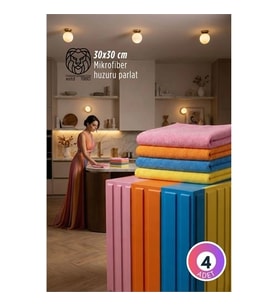 4'Lü Lüks Mikrofiber Bez Seti: İz Bırakmayan Emici