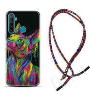 Realme 5i 5 Pro 6i 7 Pro 8 Kılıf Boyun Asklı Rasta Silikon Color Cat 1754