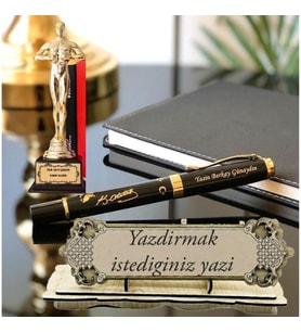 Kişiye Özel Ofis Hediye Seti-Oskar-Atatürk İmzalı Kalem- İsimlik  3487