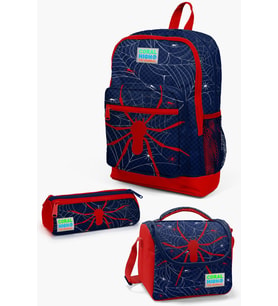 Coral High Kids Lacivert Kırmızı Örümcek Desenli 3’lü Okul Çanta Seti SET0123720