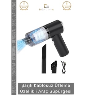 #AraçSüpürgesi Güçlü Emiş Performanslı USB Şarjlı Lityum Bataryalı Katlanabilir Akülü Araç Süpürgesi