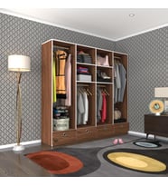 Kenzlife giysi dolabı 4 bölmeli 4 çekmeceli kamil 182*200*42 cvz dolap kapaksız