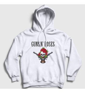 Presmono Unisex Beyaz Bunch Guns N' Roses Kapüşonlu Sweatshirt 56469tt