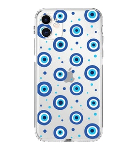 PrintiFy iPhone 11 ile Uyumlu Nazar Boncuğu 1 Baskılı Kamera Korumalı Şeffaf Silikon Kılıf