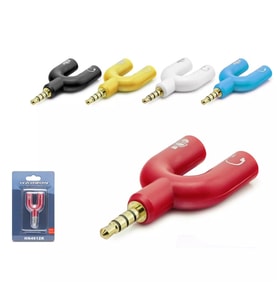 HADRON HN4612K AUX3.5 (M) TO 2AUX3.5 (2F) ADAPTÖR MİKROFON & KULAKLIK KUTULU ÇOK RENKLİ