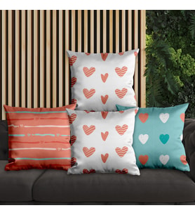 eJOYA Kalp Tasarımlı 4'lü Yastık İçi Ve Kırlent Kılıfı 45cm 113684