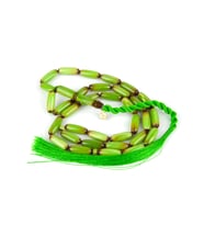 Sıkma Kehribar Uzun Arpa Kesim 7x18mm Tespih - Yeşil