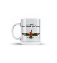 Ahura Mazda Kürtçe Yazılı Şeffaf Camlı Kupa Bardak - Ahura Mazda Camlı Bardağı (Beyaz)