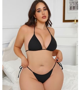 Tegan Büyük Beden Siyah Sütyen Tanga TG279260