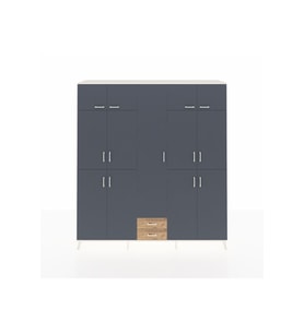 Hyperion Dolap 10 Raflı 2 Çekmeceli 4 Askılı 220x44x243 Aytaşı-Antrasit/Çam