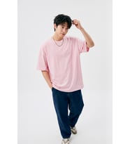 Unisex Pembe Oversize Tişört - Minimal Tokyo Tipografi Baskılı