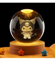 Dekoratif Işıklı Ahşap Stand'lı  3D Tasarımlı Kuromi  Cam Küre 