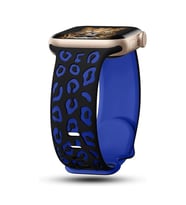 Apple Watch 10/11 42mm-38/40/41mm Kordon Leopar Desen Yumuşak Silikon Kordon 2/3 (Siyah-Mavi)