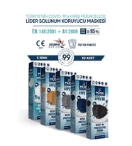 Musk KF94 Kore Tipi FFP2 Maske 5 Renk 50 Adet (Beyaz, Taba, Gri, Lacivert, Siyah)