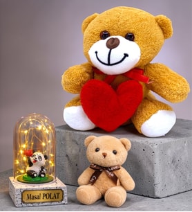Kişiye Özel Led Işıklı Fanuslu Premium Hediye Seti (Pandalı) (Model 5)