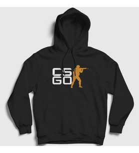 Presmono Unisex Beyaz Logo Oyun Counter Strike Cs Go Kapüşonlu Sweatshirt 323667tt (Siyah)