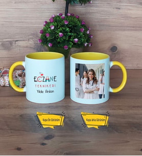 Eczane Teknikeri Kupa Bardak Sarı Fotoğraflı Tıp Bayramı Hediyesi