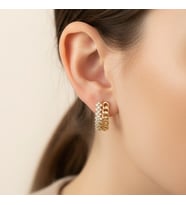 STİL İNCİSİ/XUPING JEWELRY KLİPSLİ TAC MODEL ZİRKON TAŞLI KÜPE (Altın Rengi)