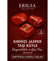 Sertifikalı Kırmızı Jasper Taşı Kütle (3 Adetli) – Dayanıklılık ve Güç Taşı 30-35 mm (Çok Renkli)