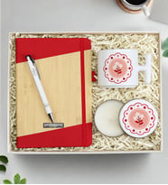 Kişiye Özel Defter & T Kupa & Kalem & Metal Kutulu Mum Hediye Seti