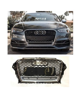 audi a3 8v (2012-2016) uyumlu plastik krom-siyah rs3 panjur