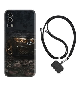 General Mobile Gm 23 Kılıf Silikon Boyun Askılı İpli Desenli Silikon Black Car 1768